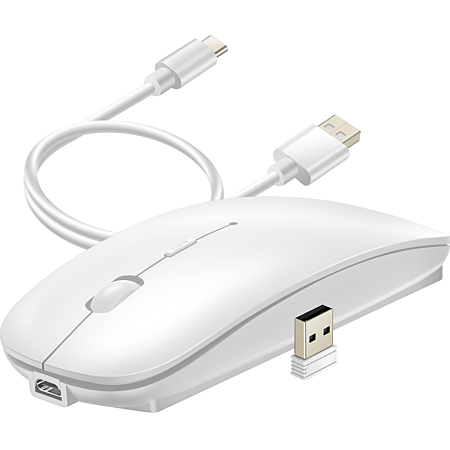 Souris Pro  sans fil Bluetooth et Dongle USB 2.4G Compacte Rechargeable wiwu Blanc