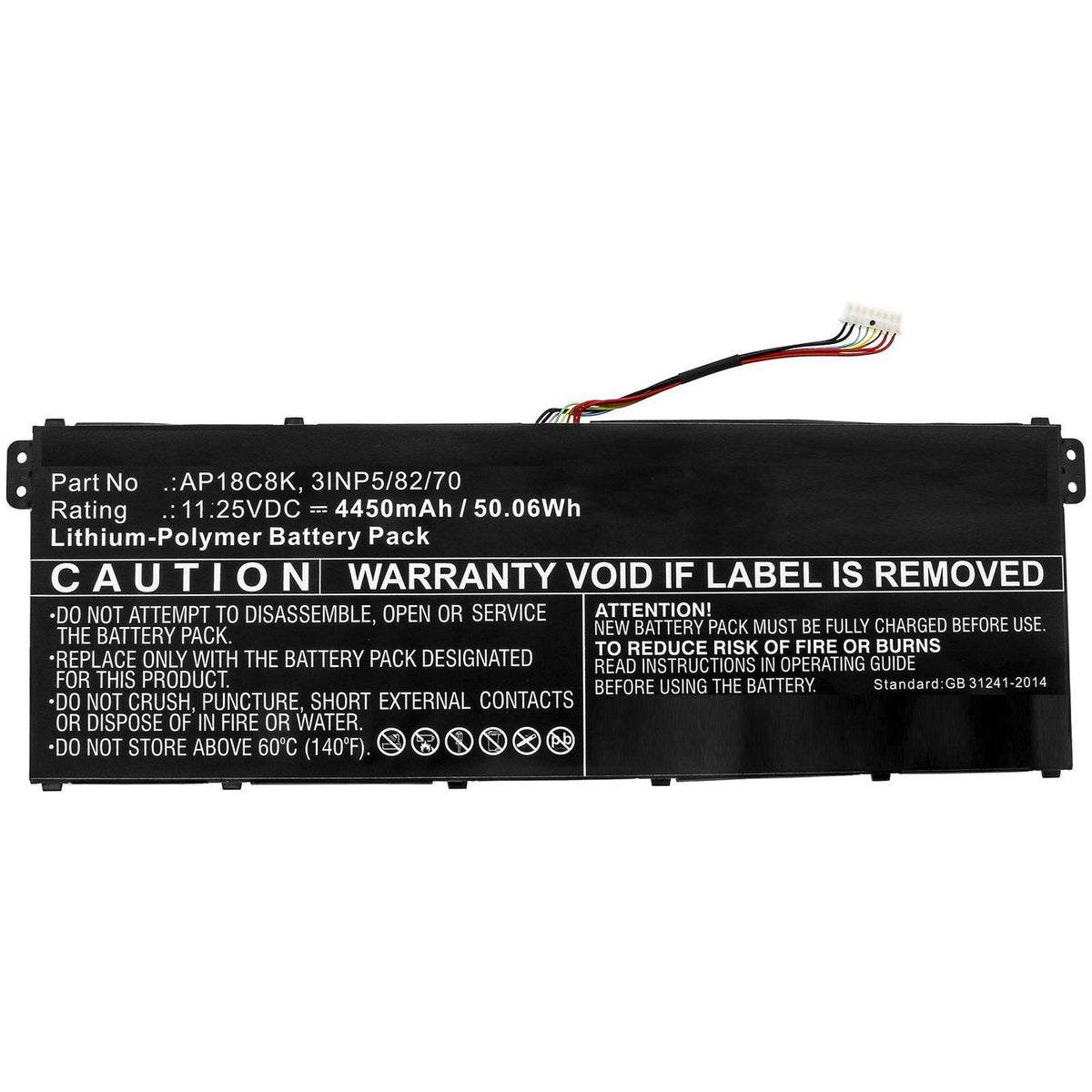 Batterie Acer AP18C8K 50,24Wh 11,55V Li-Pol — Aspire 5 A514-52 / Chromebook 314 C933 / Swift 3 — Neuve