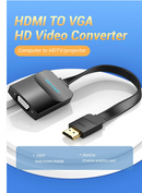 Vention Convertisseur Vention HDMI mâle vers VGA femelle + Jack 3.5mm + 0.15m (Noir)