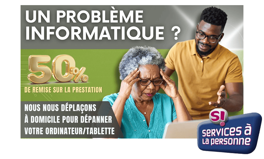Dépannage informatique à domicile — 138€ après crédit d'impôts . Offre réservée aux particuliers .