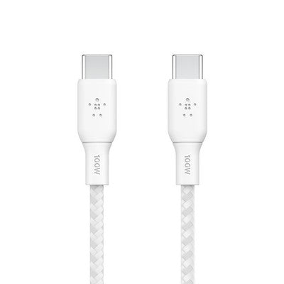 BELKIN Câble USB-C vers USB-C 100W Tréssé 3m (Blanc)